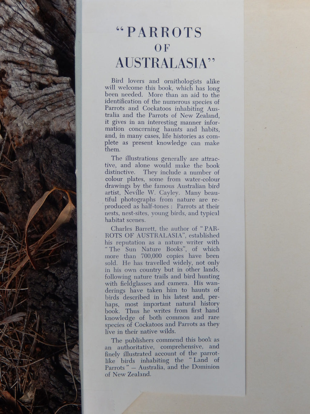 Parrots of Australasia by Charles Barrett First Edition 1949