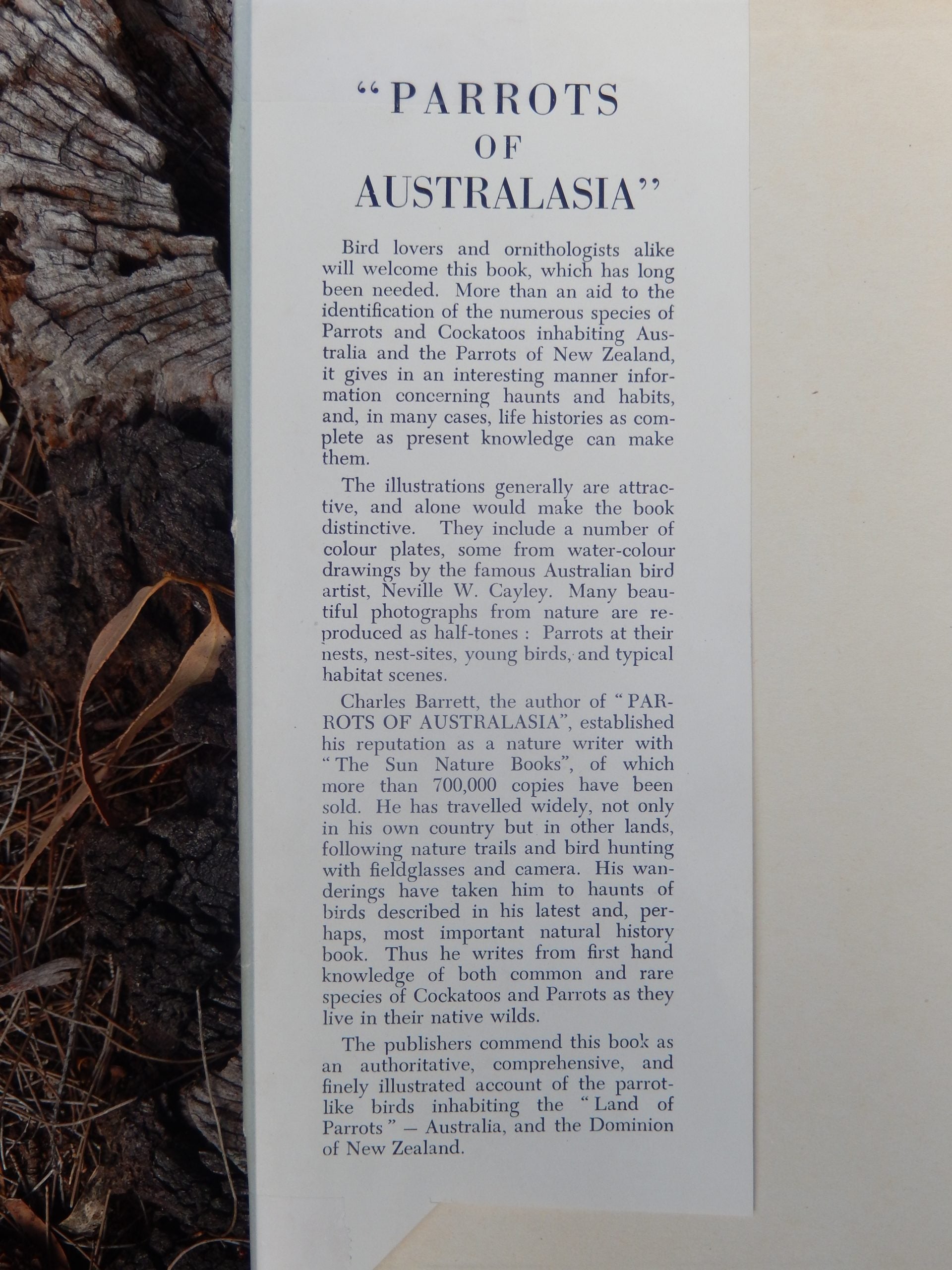 Parrots of Australasia by Charles Barrett First Edition 1949