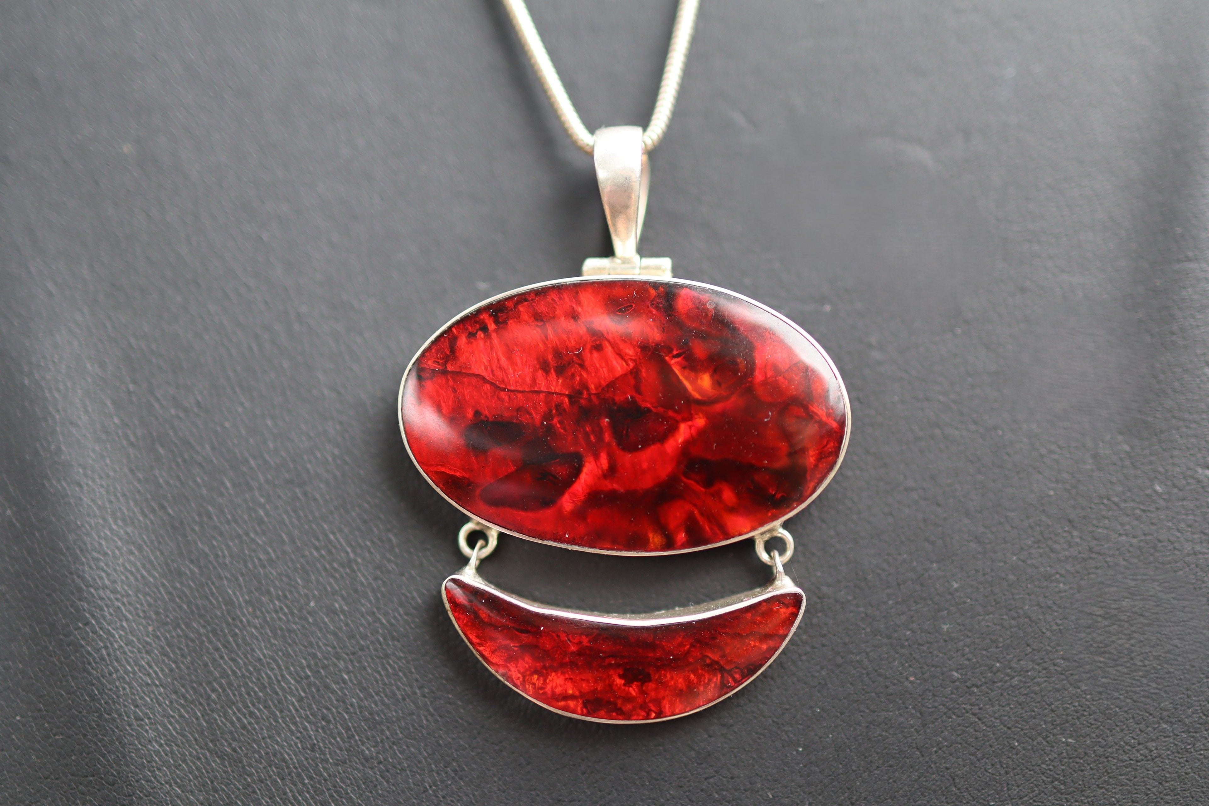 Red Abalone Shell in Sterling Silver
