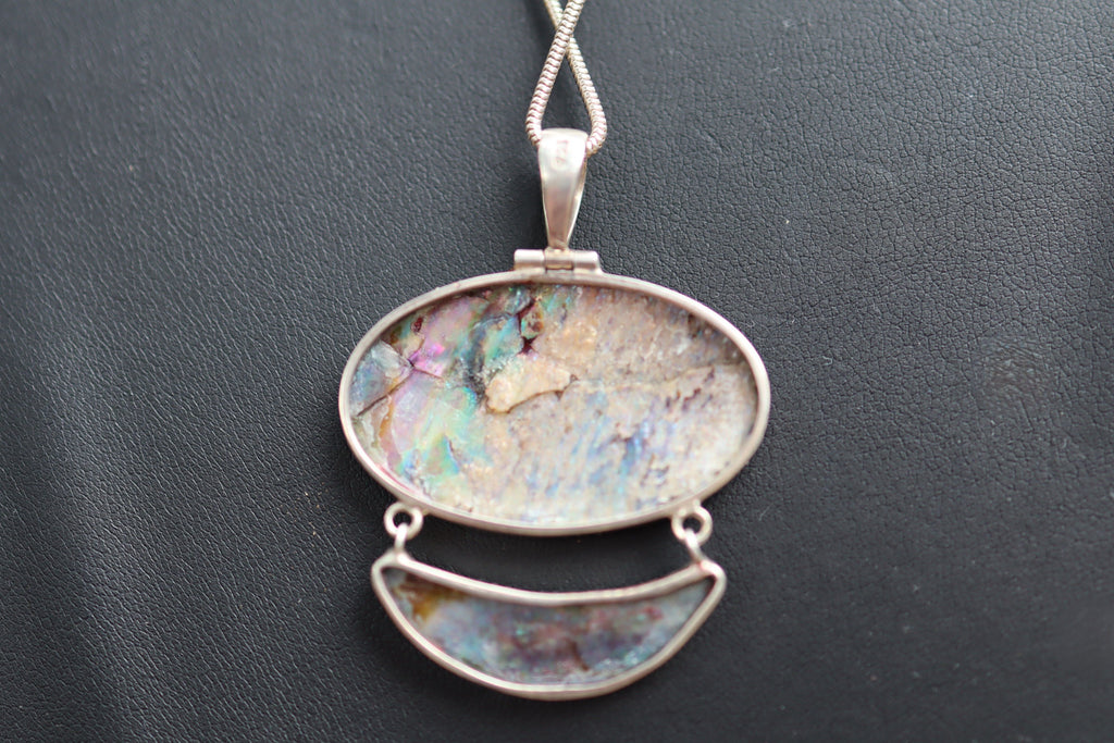Red Abalone Shell in Sterling Silver