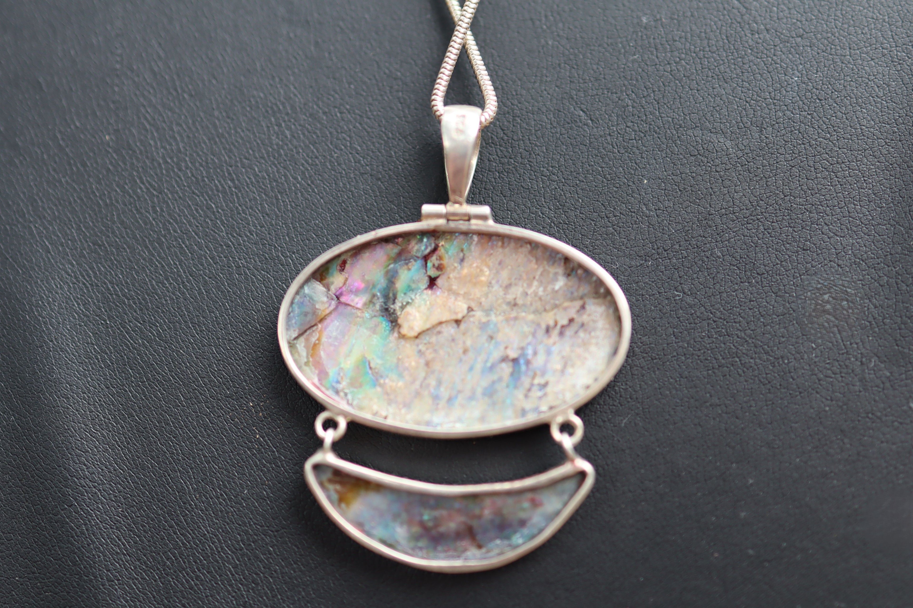 Red Abalone Shell in Sterling Silver