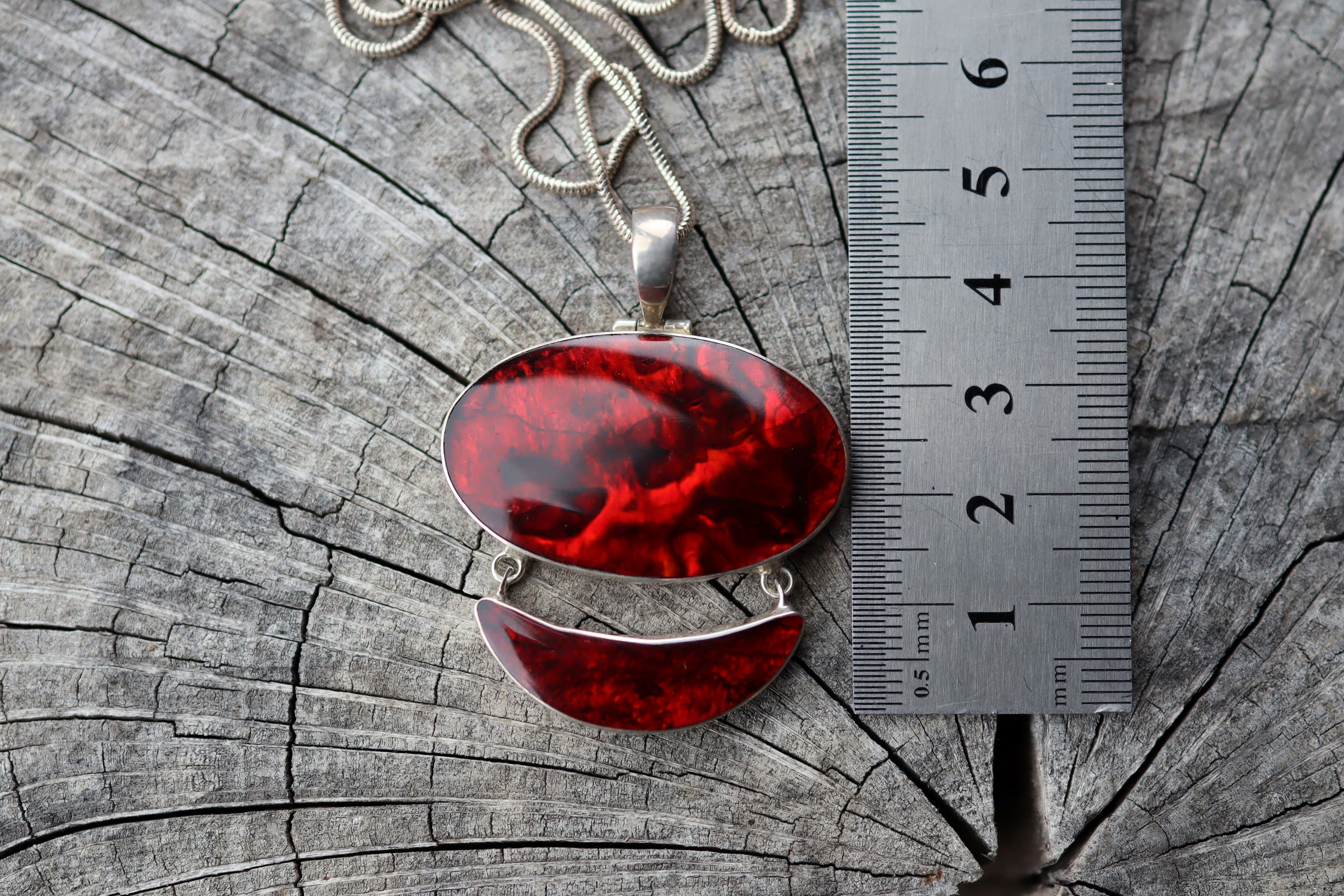 Red Abalone Shell in Sterling Silver