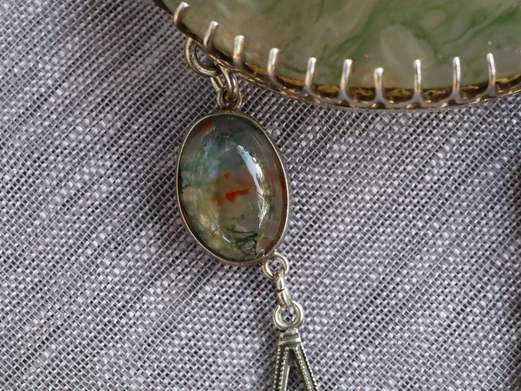 Moss Agate Brooch in Sterling Silver c.1920