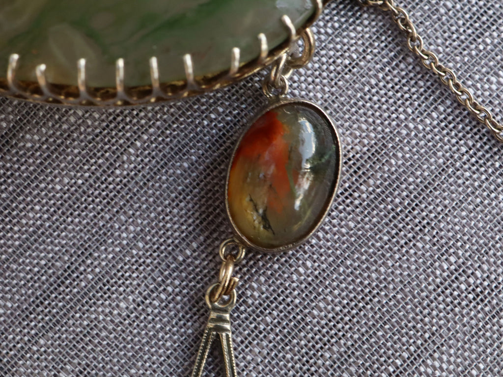 Moss Agate Brooch in Sterling Silver c.1920