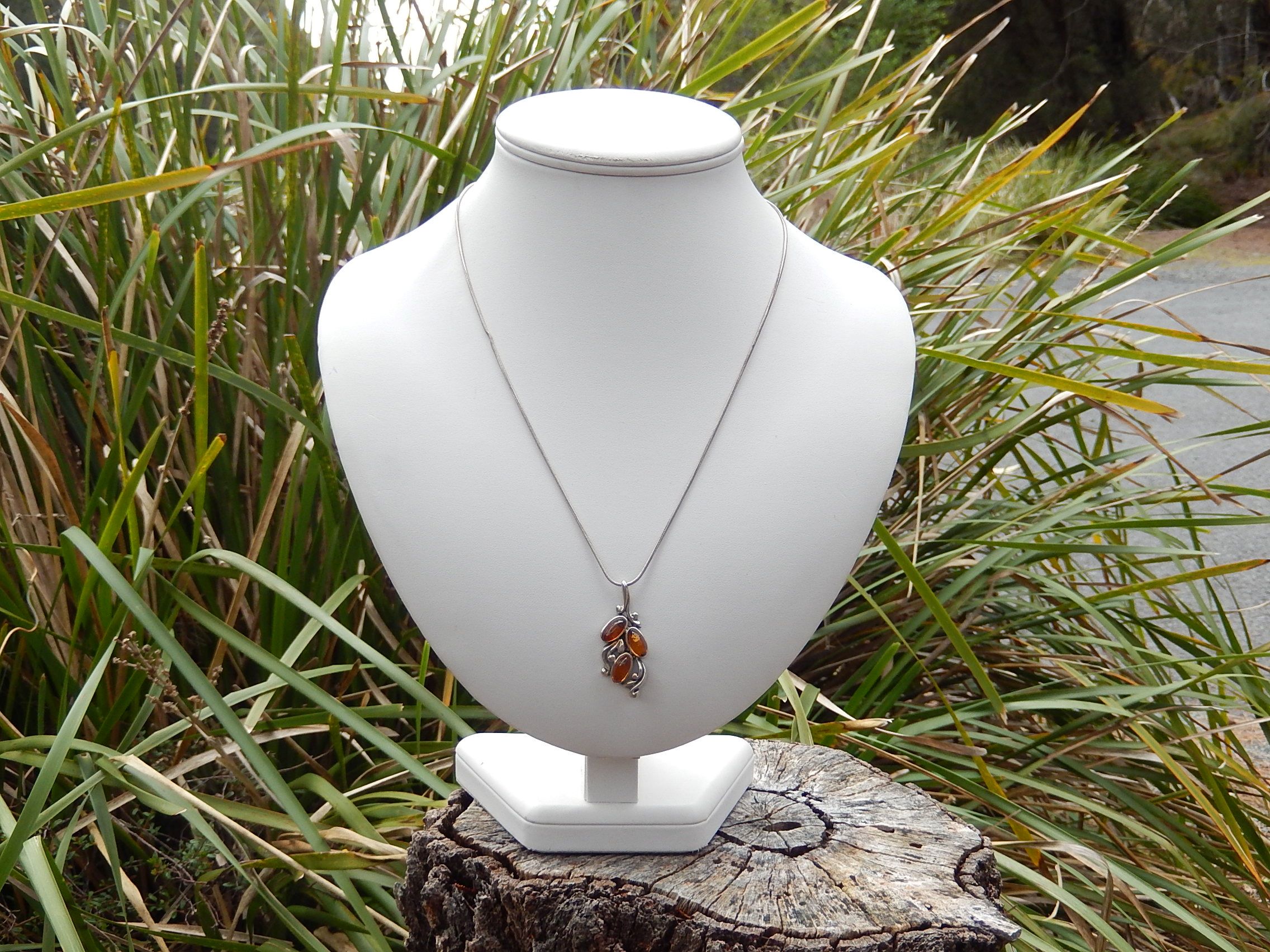 Reconstituted Amber Pendant on Sterling Silver Chain