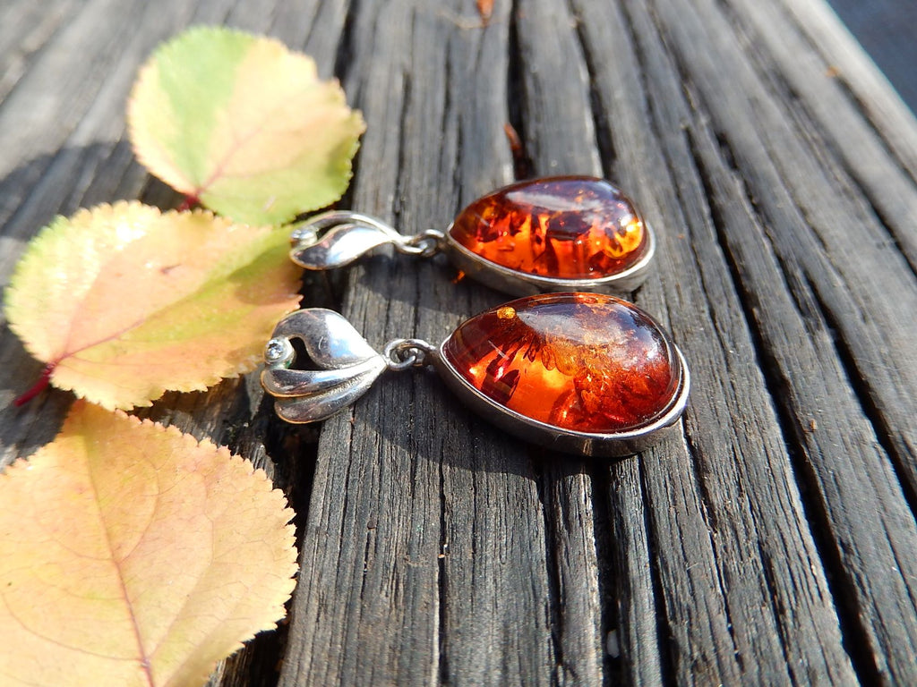Amber & Sterling Earrings
