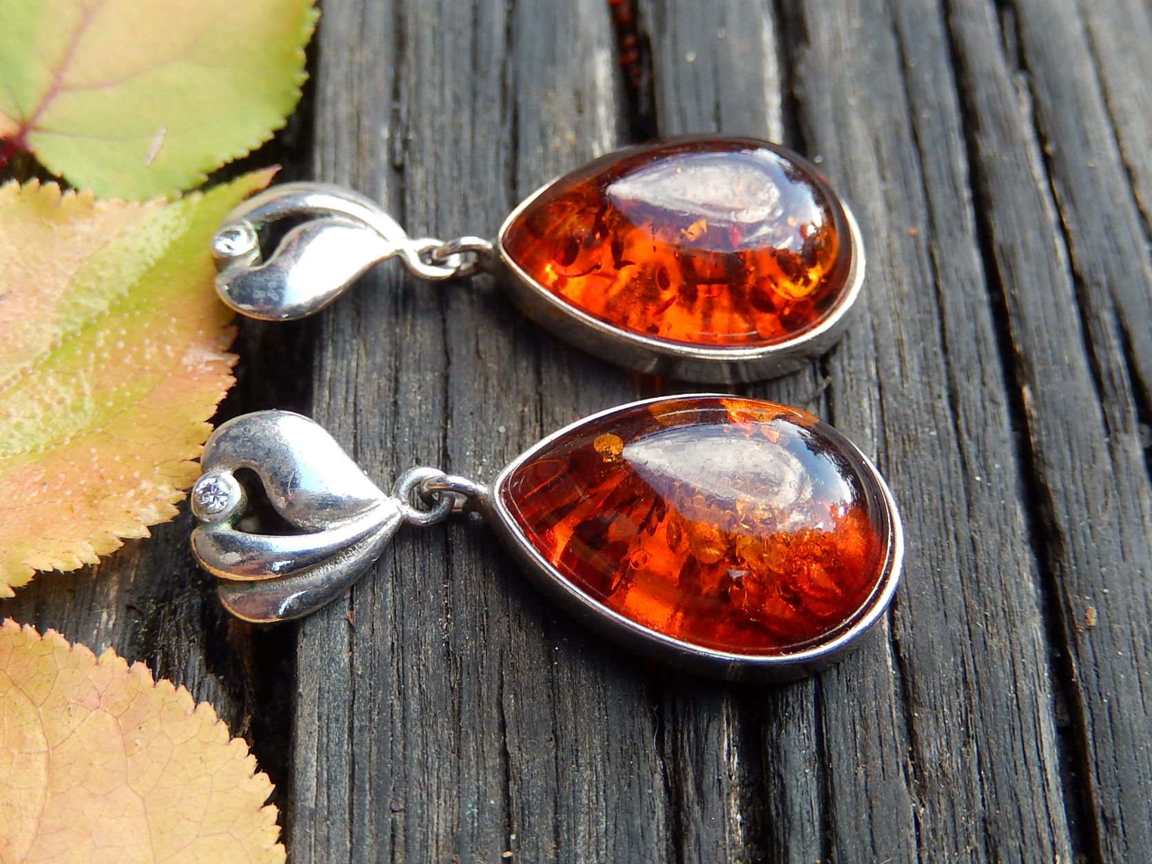 Amber & Sterling Earrings