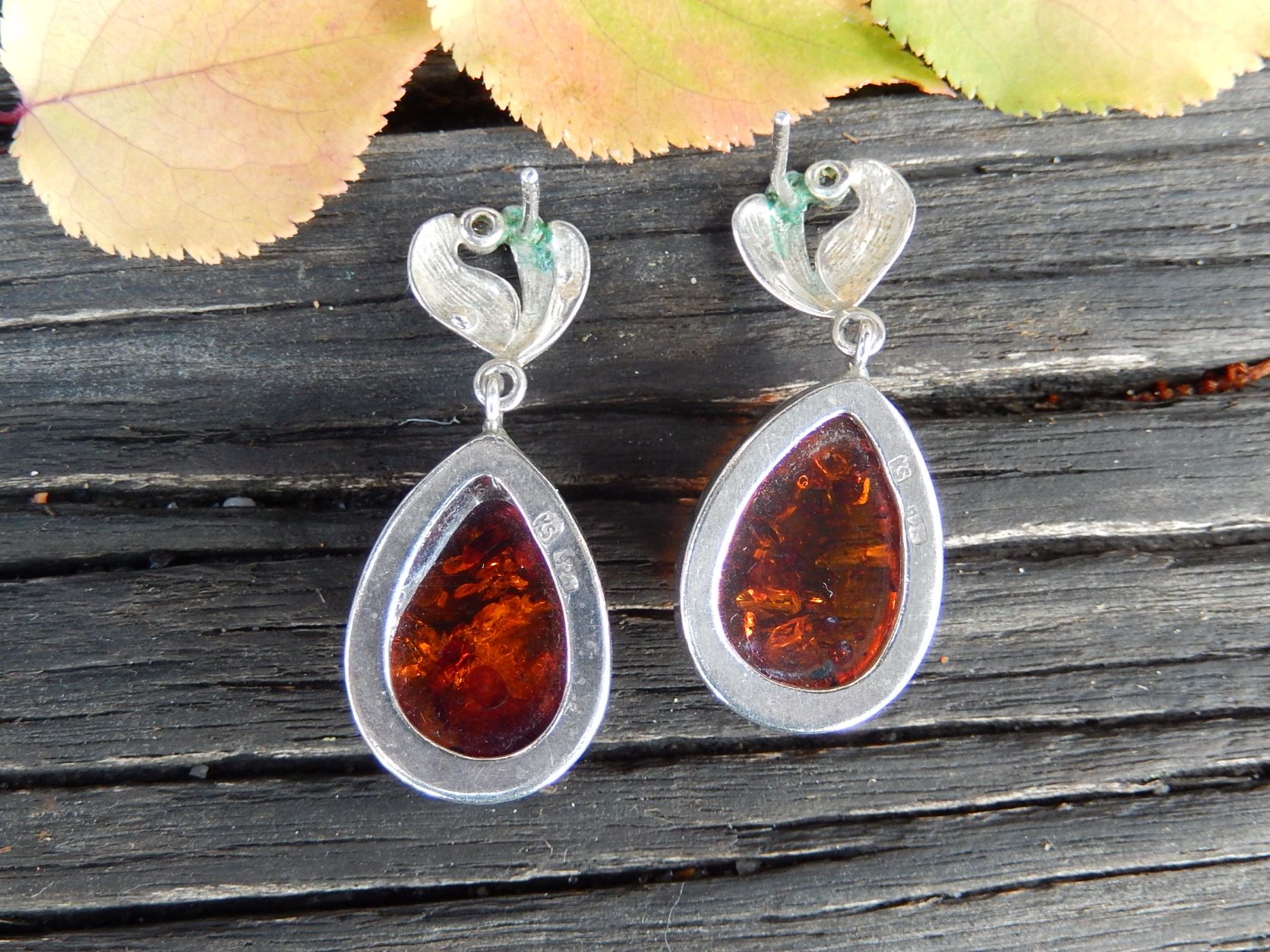 Amber & Sterling Earrings