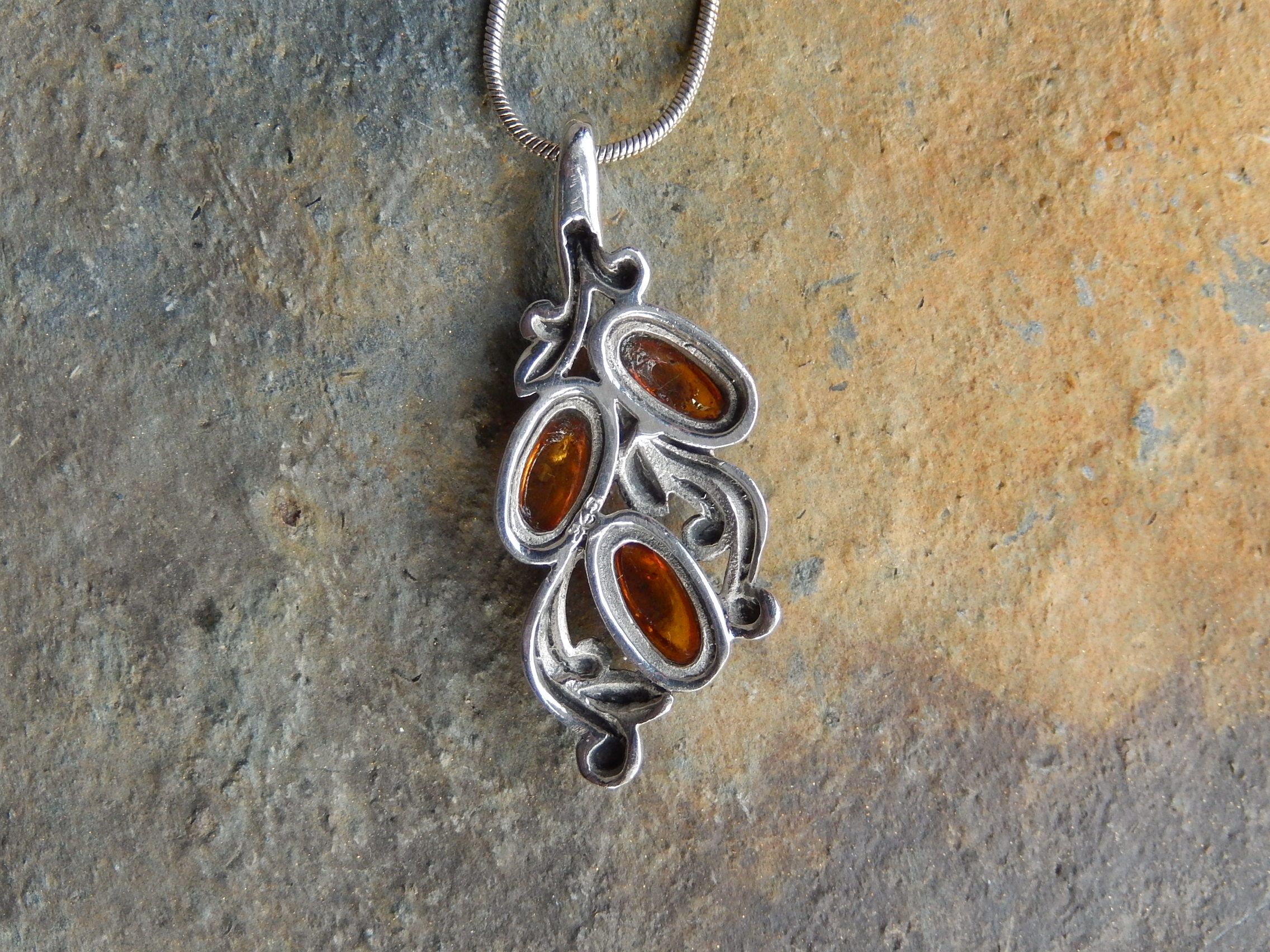 Reconstituted Amber Pendant on Sterling Silver Chain