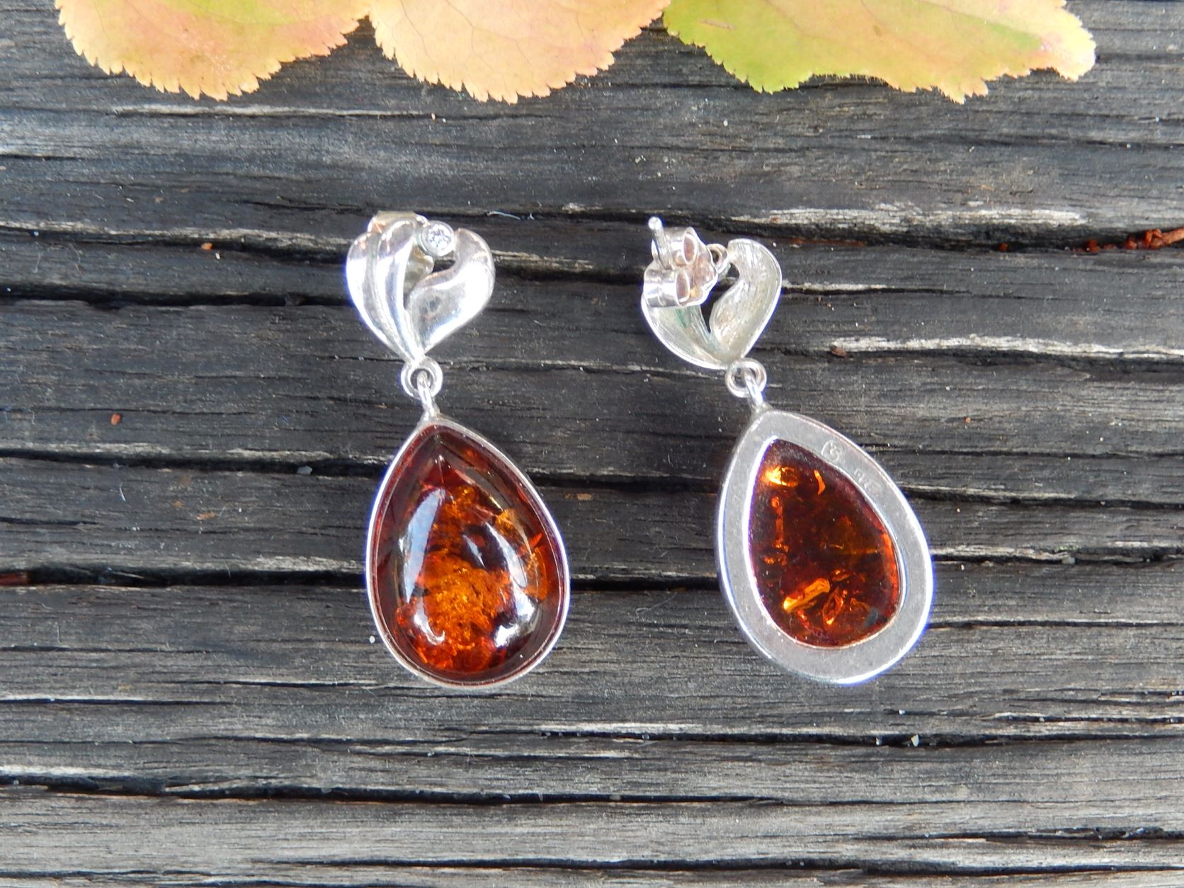 Amber & Sterling Earrings