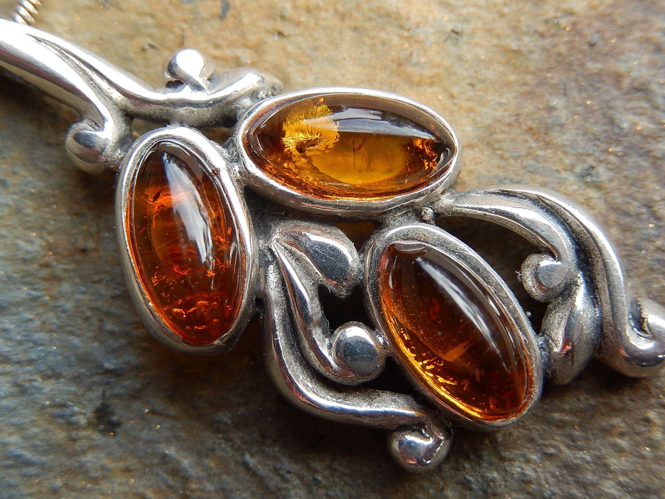 Reconstituted Amber Pendant on Sterling Silver Chain