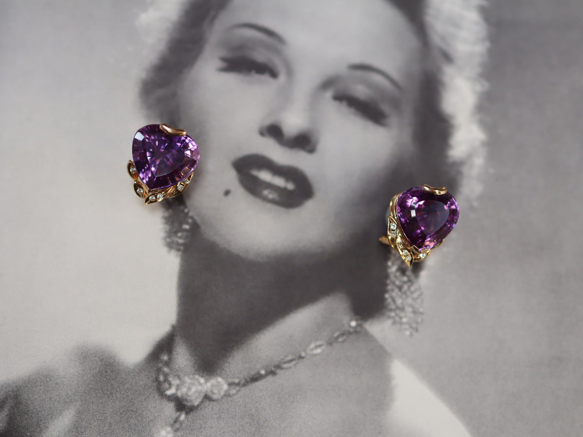 Amethyst and Diamond Earrings in 14ct