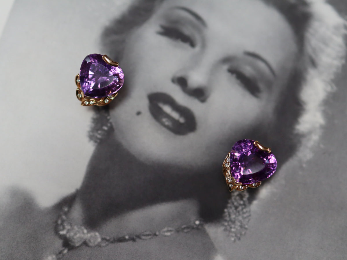 Amethyst and Diamond Earrings in 14ct