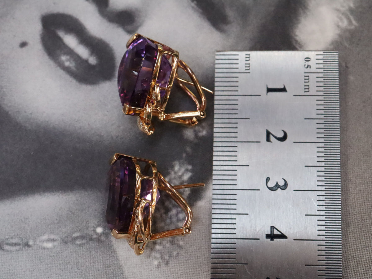 Amethyst and Diamond Earrings in 14ct