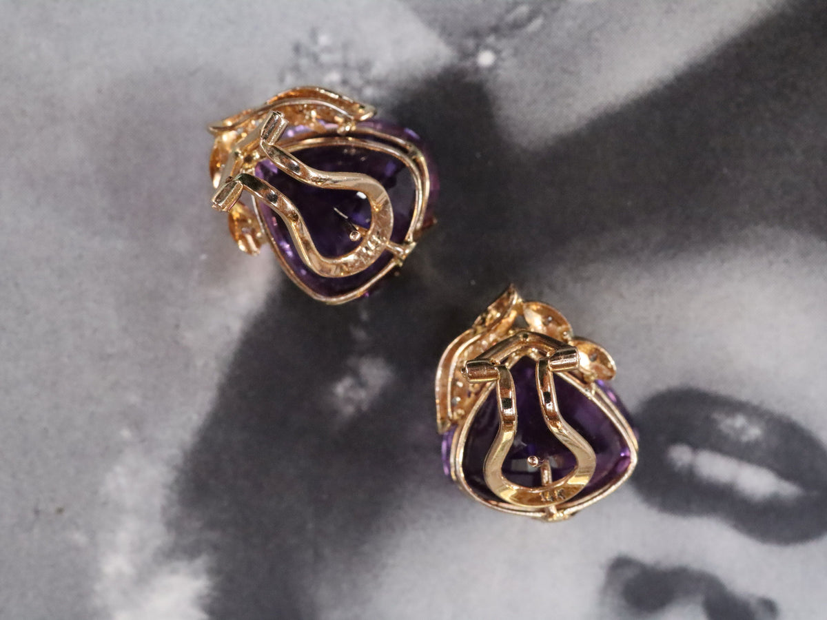 Amethyst and Diamond Earrings in 14ct