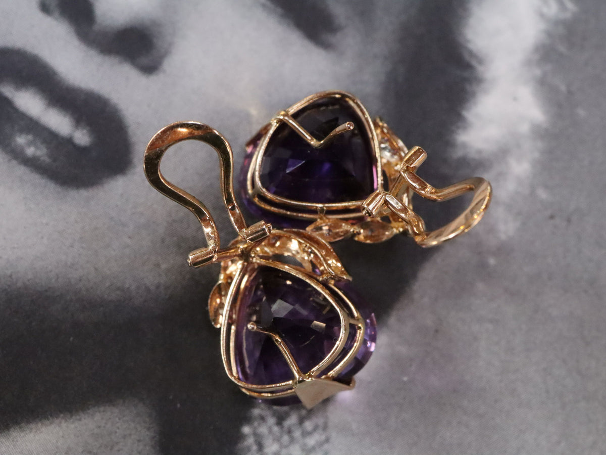 Amethyst and Diamond Earrings in 14ct