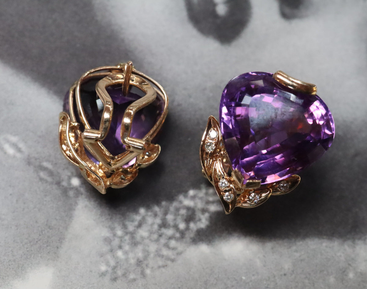 Amethyst and Diamond Earrings in 14ct