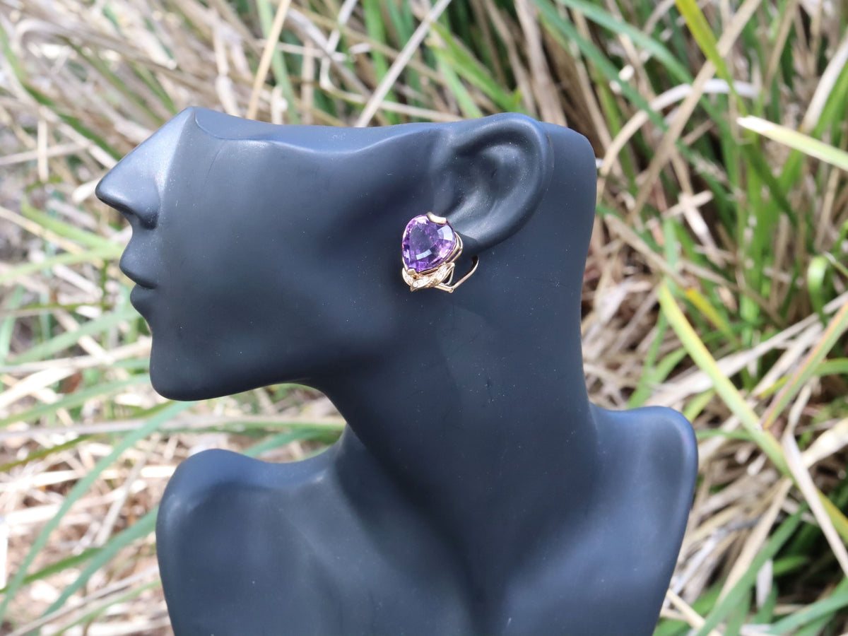 Amethyst and Diamond Earrings in 14ct