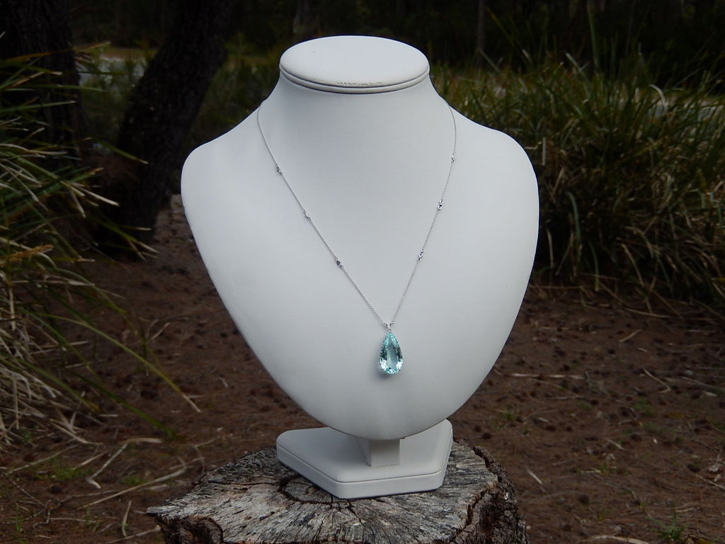 14.37ct Aquamarine and Diamond Necklace in 18ct White Gold