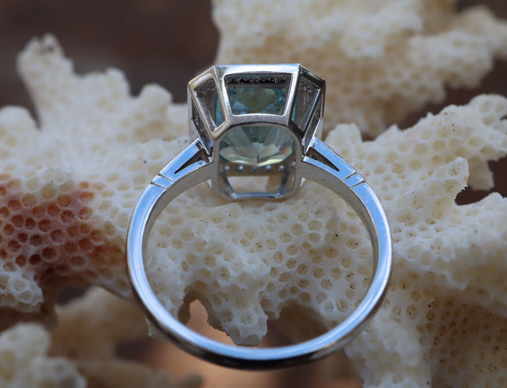 Aquamarine and Diamond Ring in Platinum