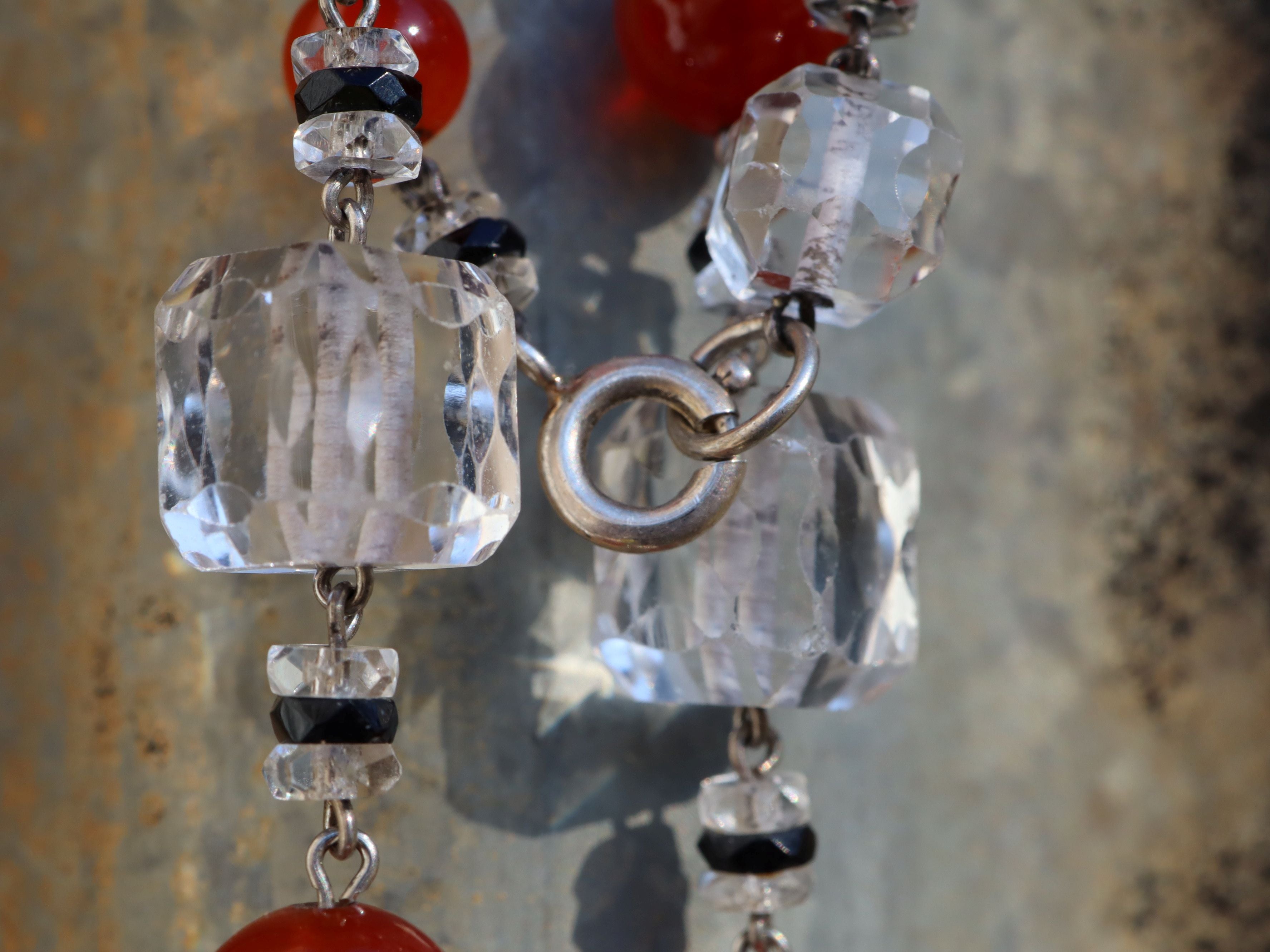 Art Deco Crystal and Carnelian Necklace