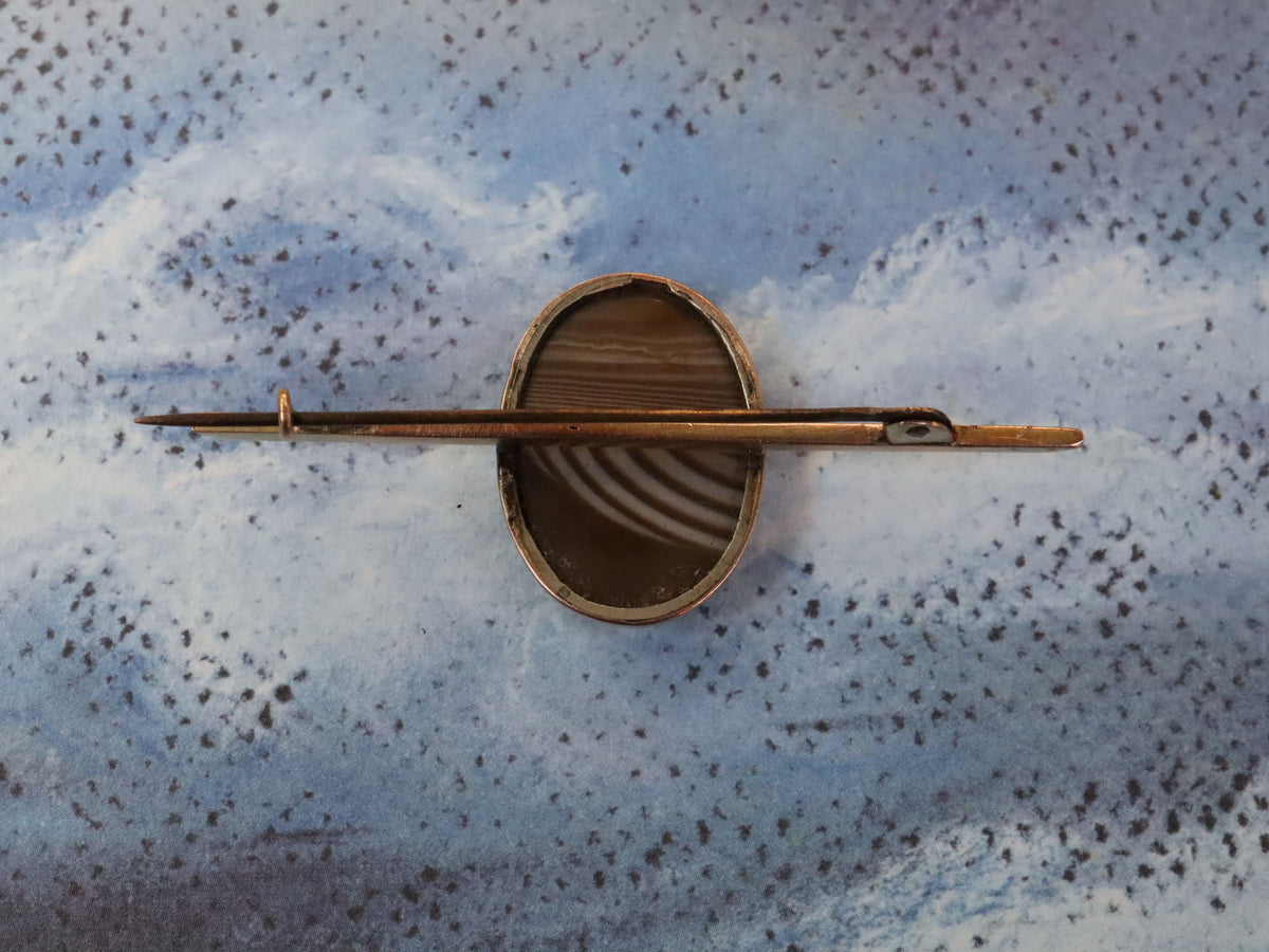 Banded Agate in 14ct Rose Gold Bar Brooch