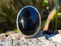 Black Glass Ring in Sterling Silver
