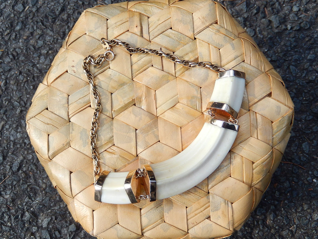Handmade Boar's Tooth Necklace in 9ct Gold