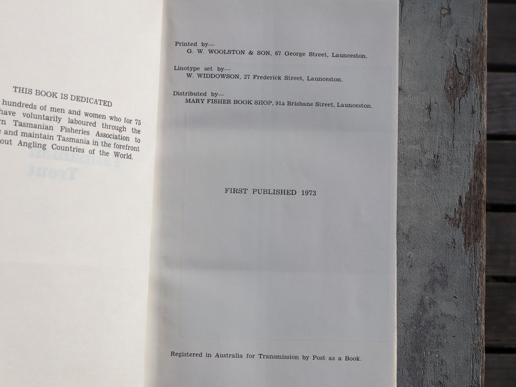 The Tasmanian Trout by Don Gilmour First Edition 1973