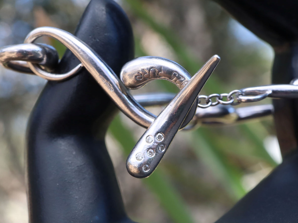 Sterling Silver Bracelet with Diamonds