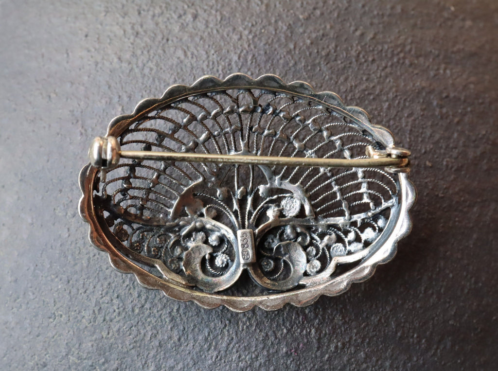 Art Deco Filigree Continental Sterling Brooch c.1930