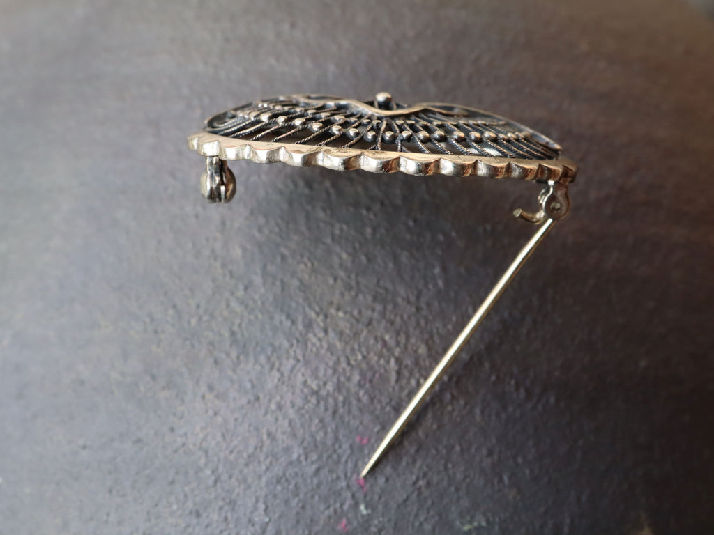 Art Deco Filigree Continental Sterling Brooch c.1930