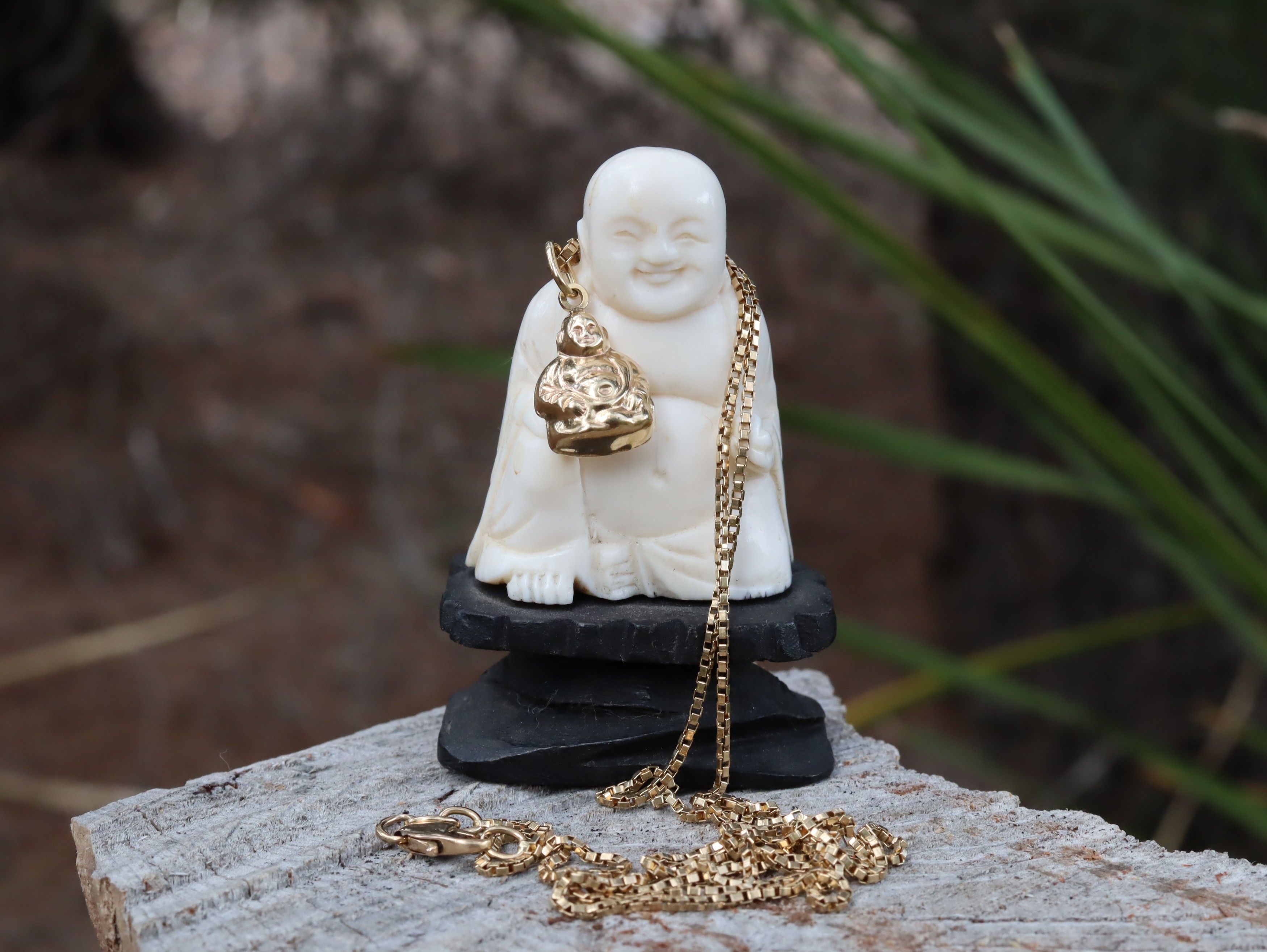 9ct Gold Buddha on 9ct Box Chain