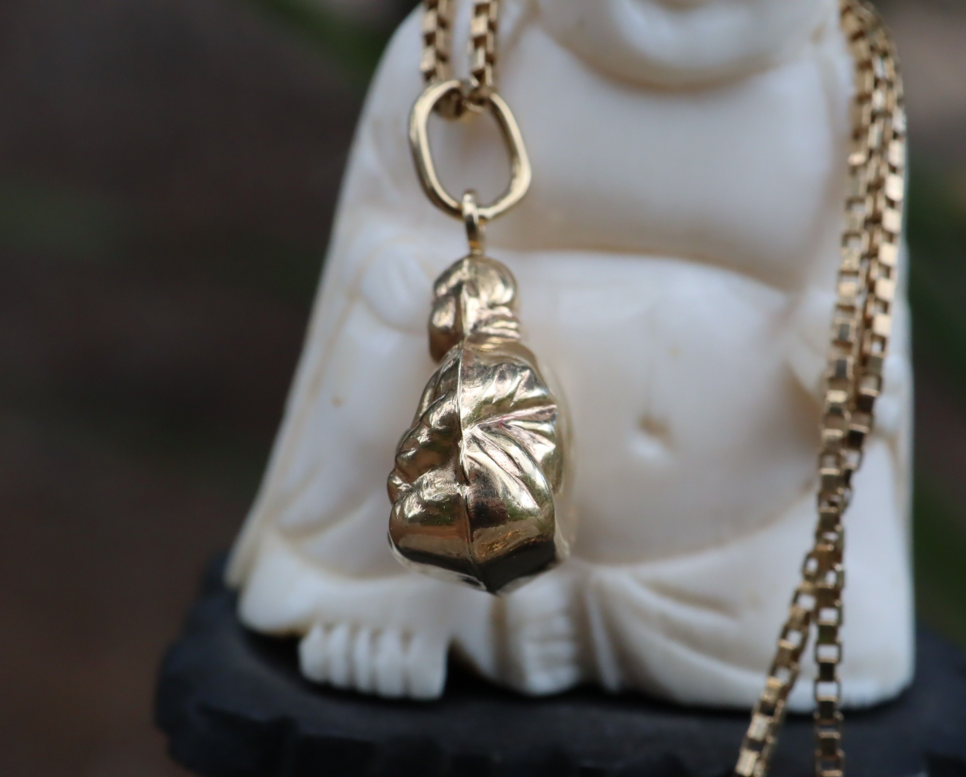 9ct Gold Buddha on 9ct Box Chain