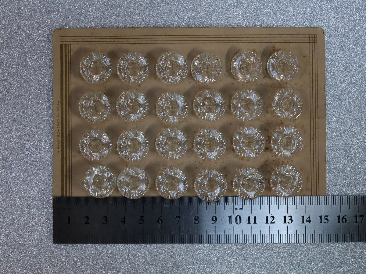 Full Card of 24 Crystal Buttons Made in Czechoslovakia