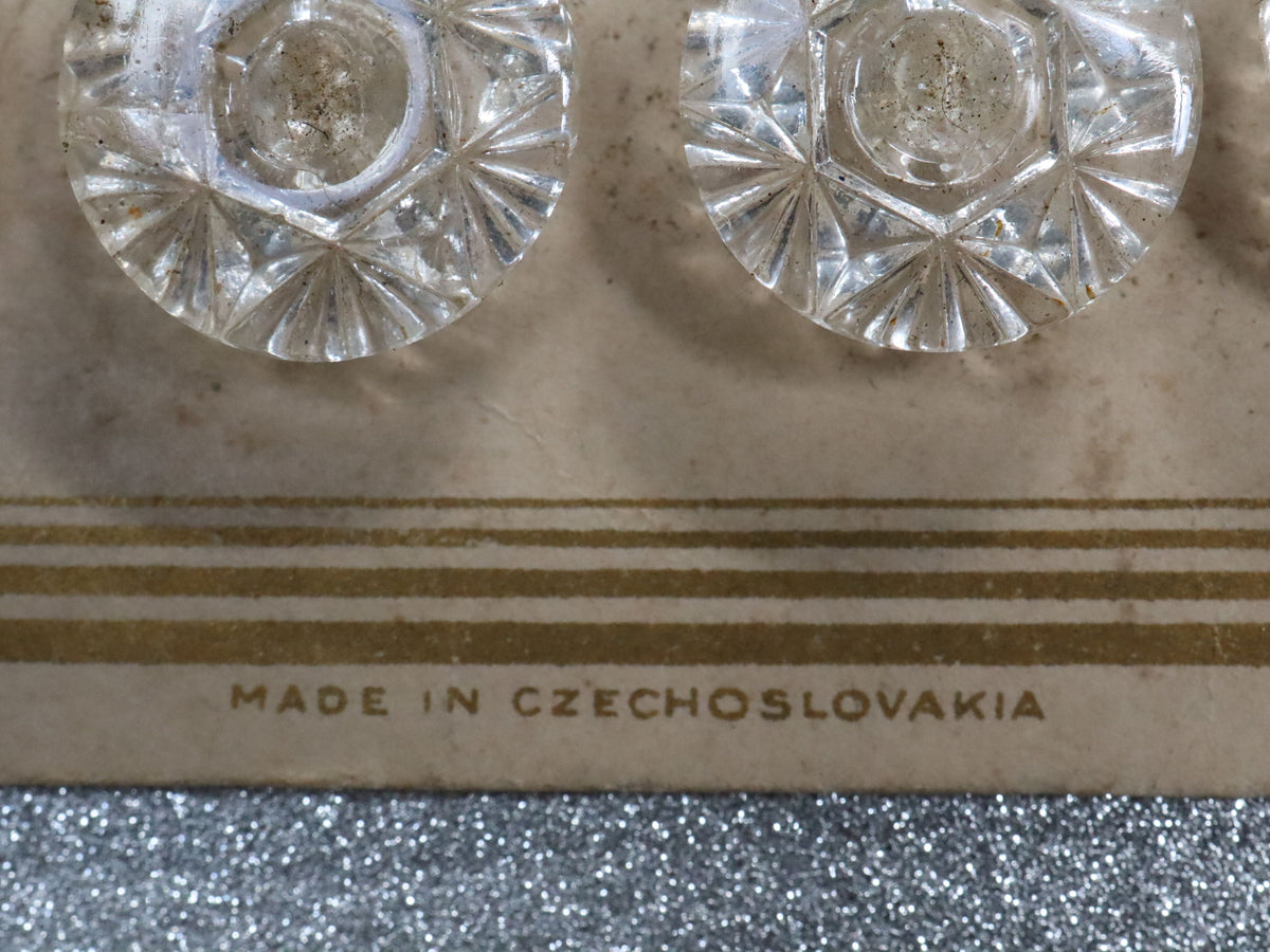 Full Card of 24 Crystal Buttons Made in Czechoslovakia