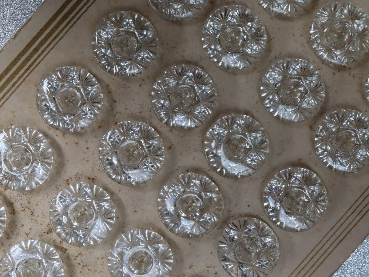 Full Card of 24 Crystal Buttons Made in Czechoslovakia