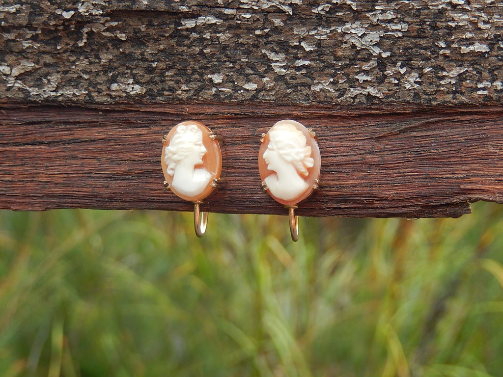 Cameo Screw Back Earrings in 9ct