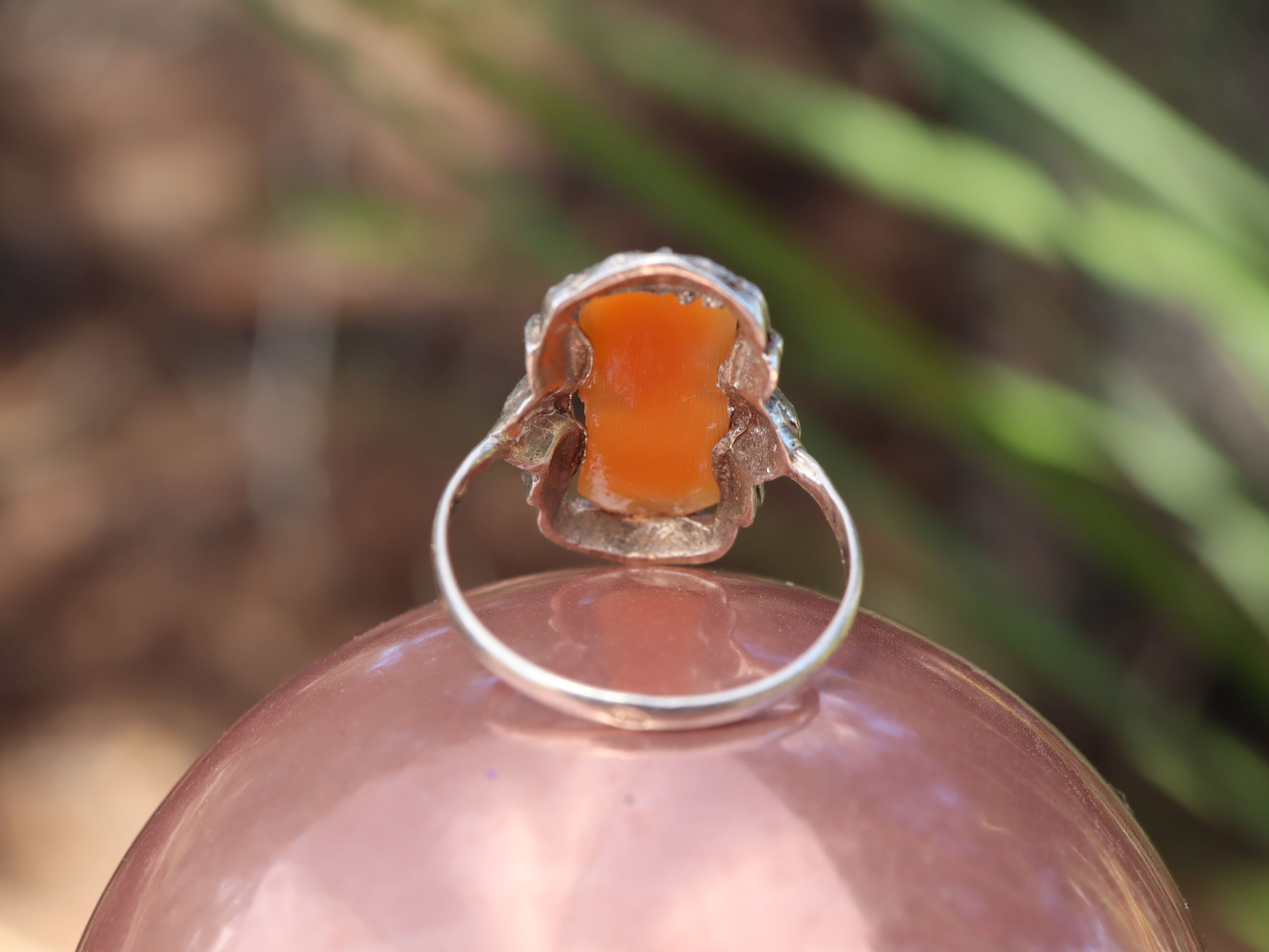 Carved Shell Cameo and Marcasite in Sterling