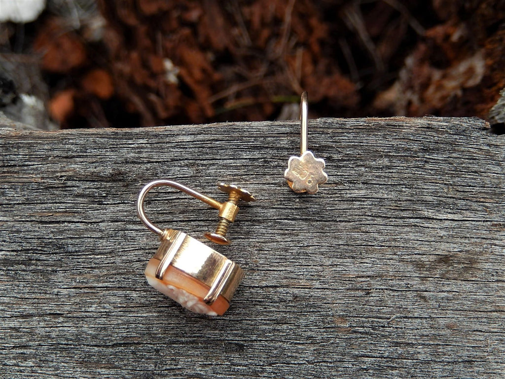Cameo Screw Back Earrings in 9ct