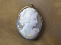 Shell Cameo Brooch/Pendant in Gold Plate c.1900