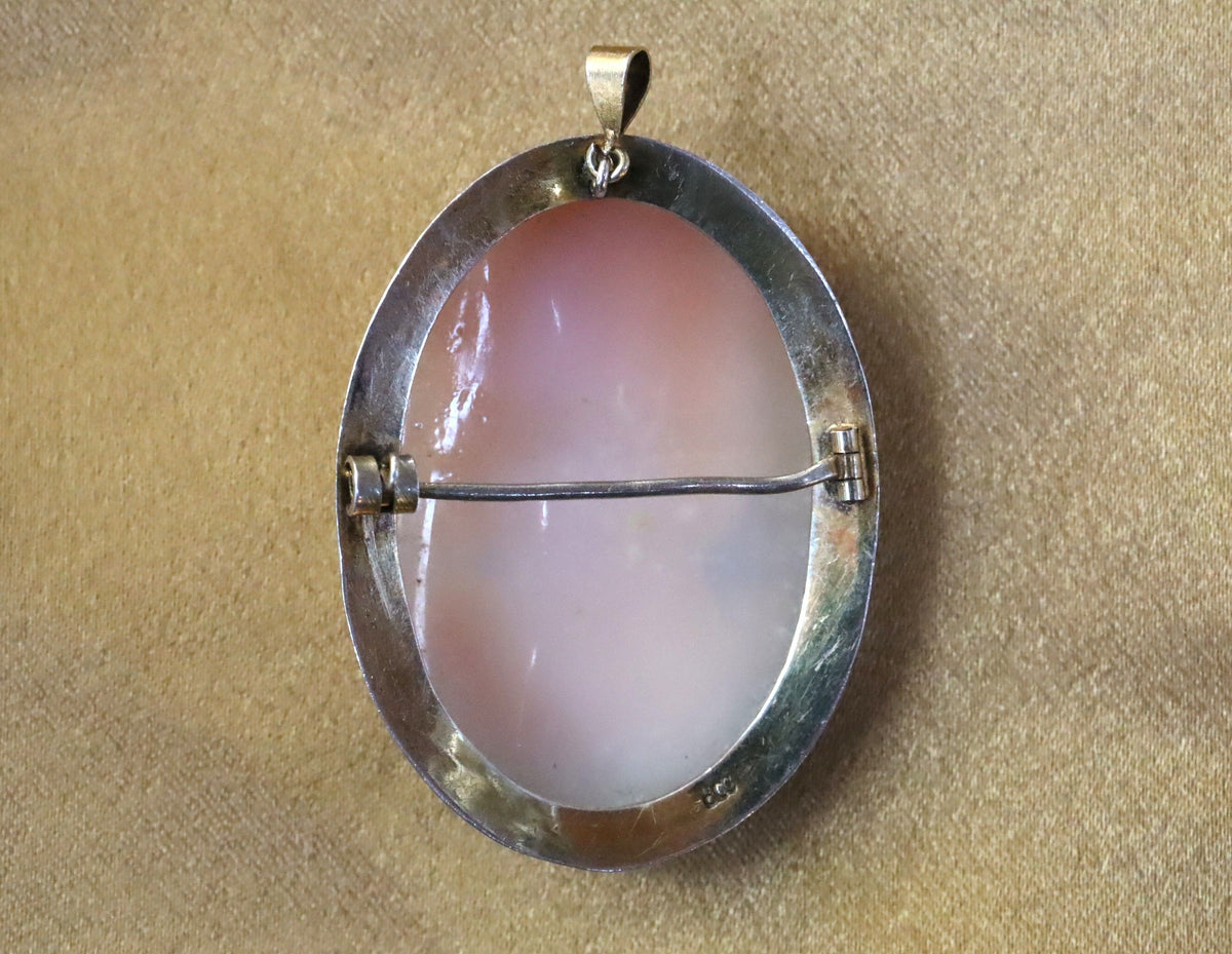 Shell Cameo Brooch/Pendant in Gold Plate c.1900