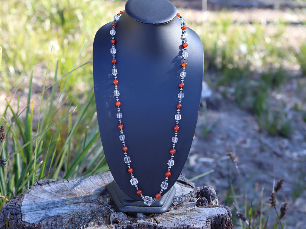 Art Deco Crystal and Carnelian Necklace