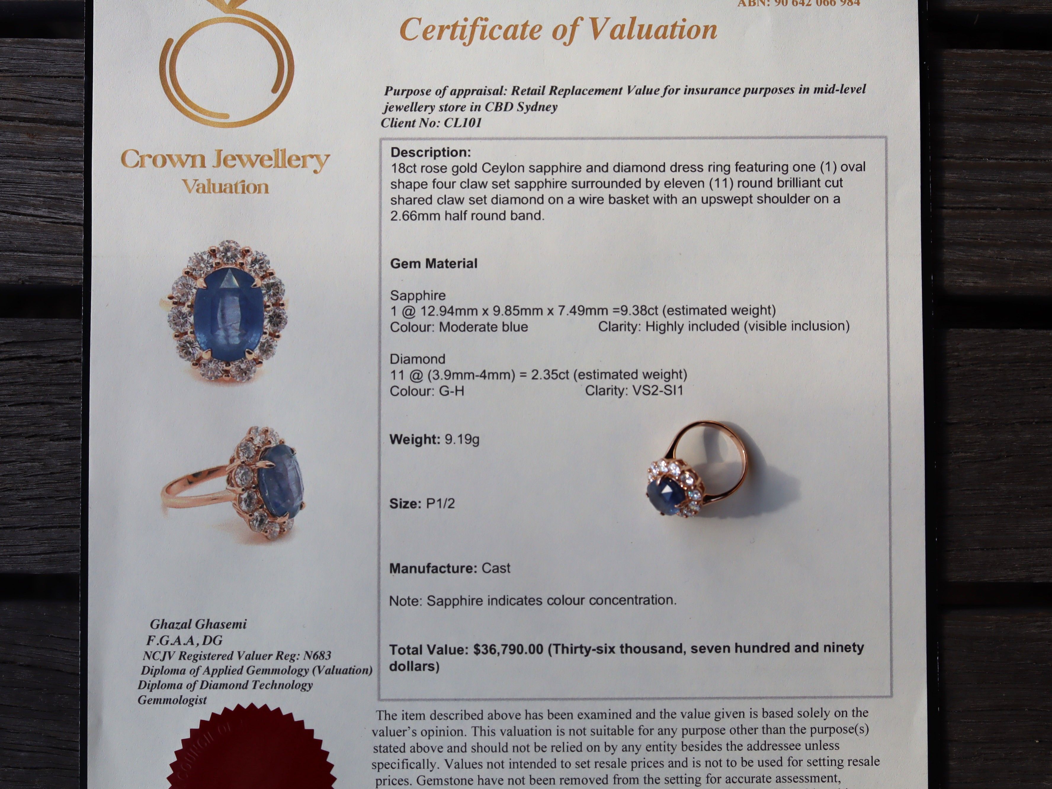 Ceylon Sapphire in 18ct Rose Gold