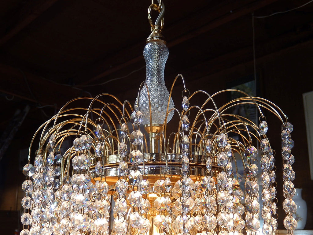 1970s Crystal Waterfall Chandelier