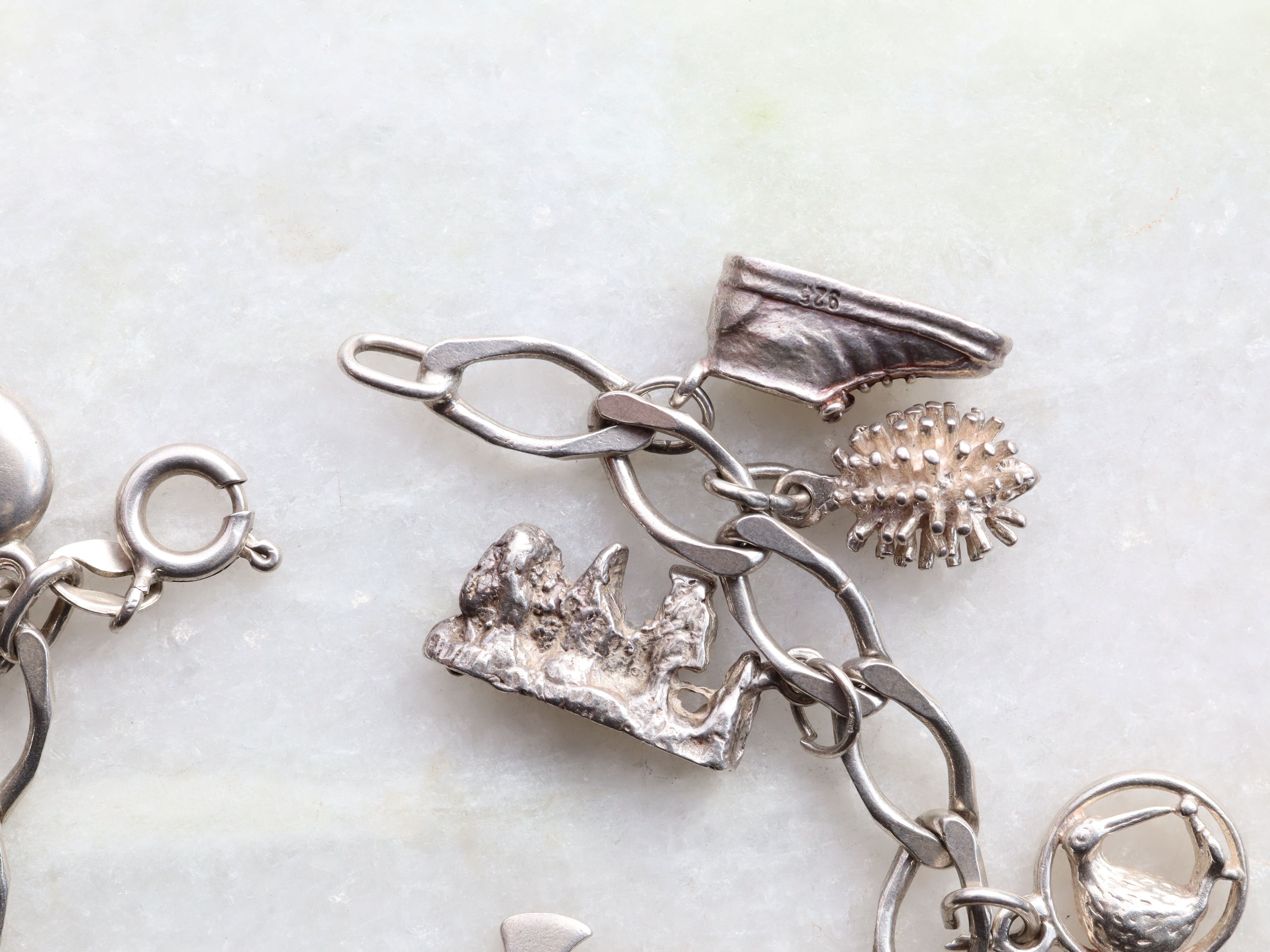 Sterling Silver Charm Bracelet With 15 Charms