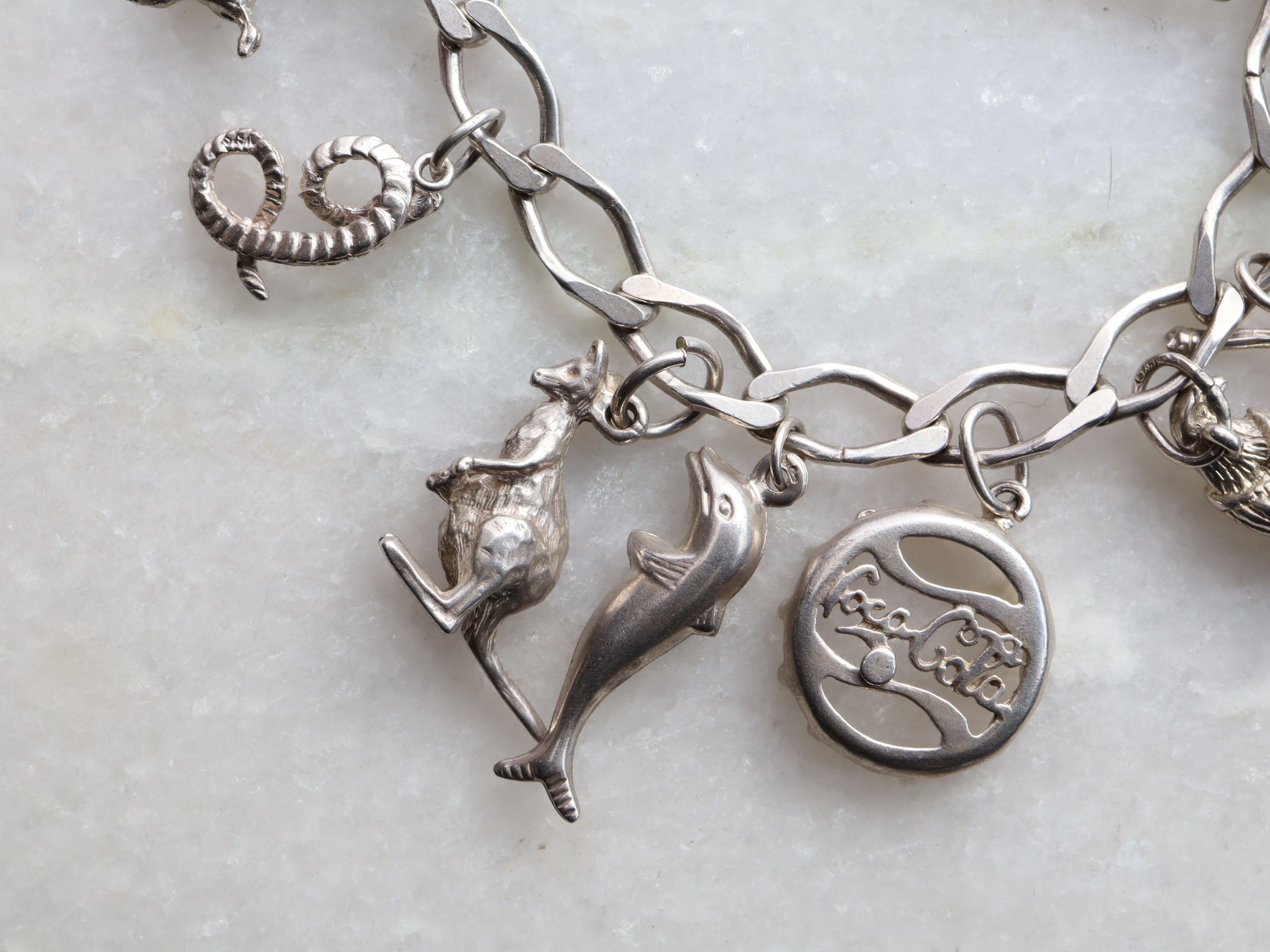 Sterling Silver Charm Bracelet With 15 Charms