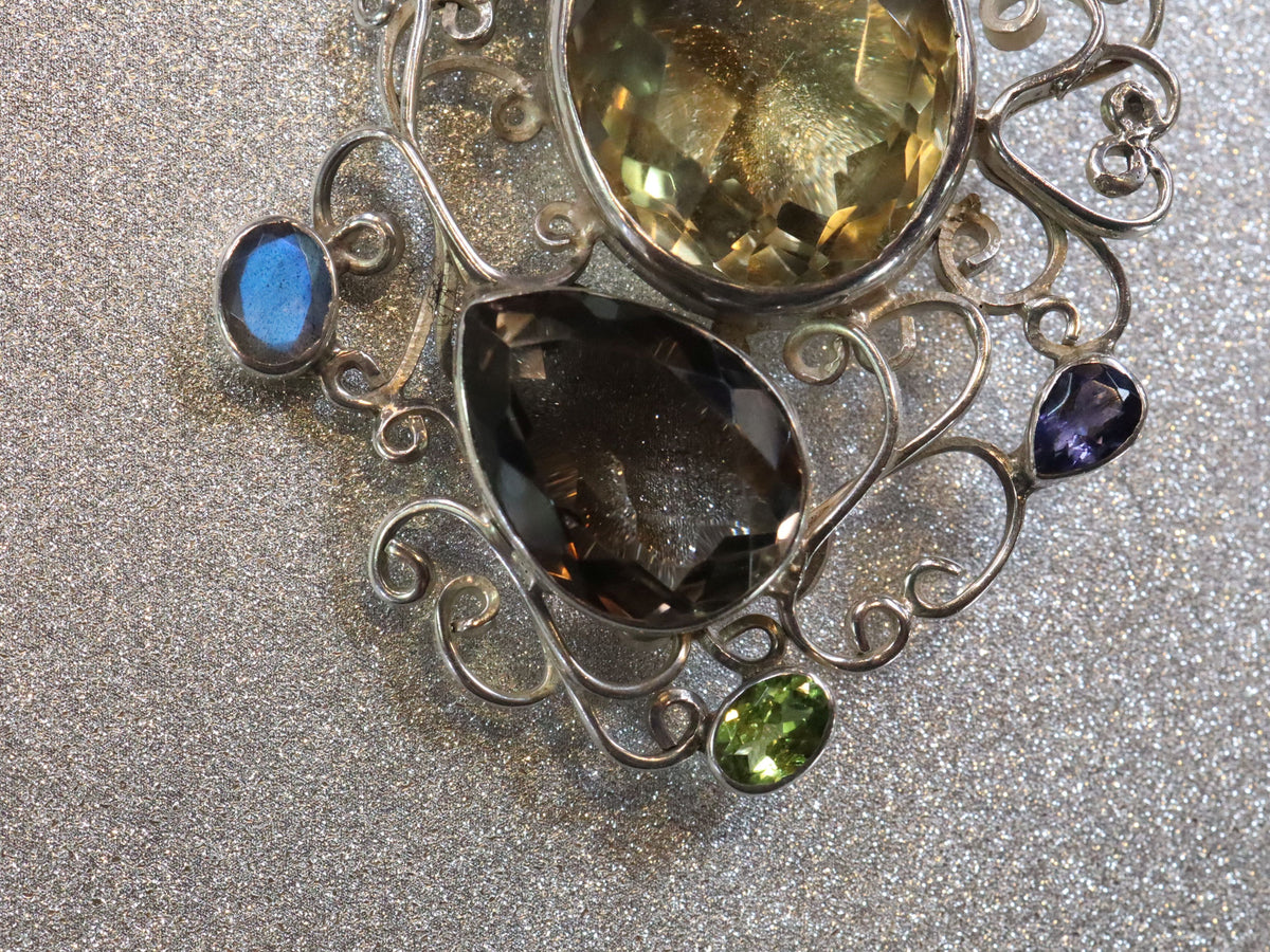 Citrine, Ruby, Sapphire, Garnet, and Peridot in Sterling