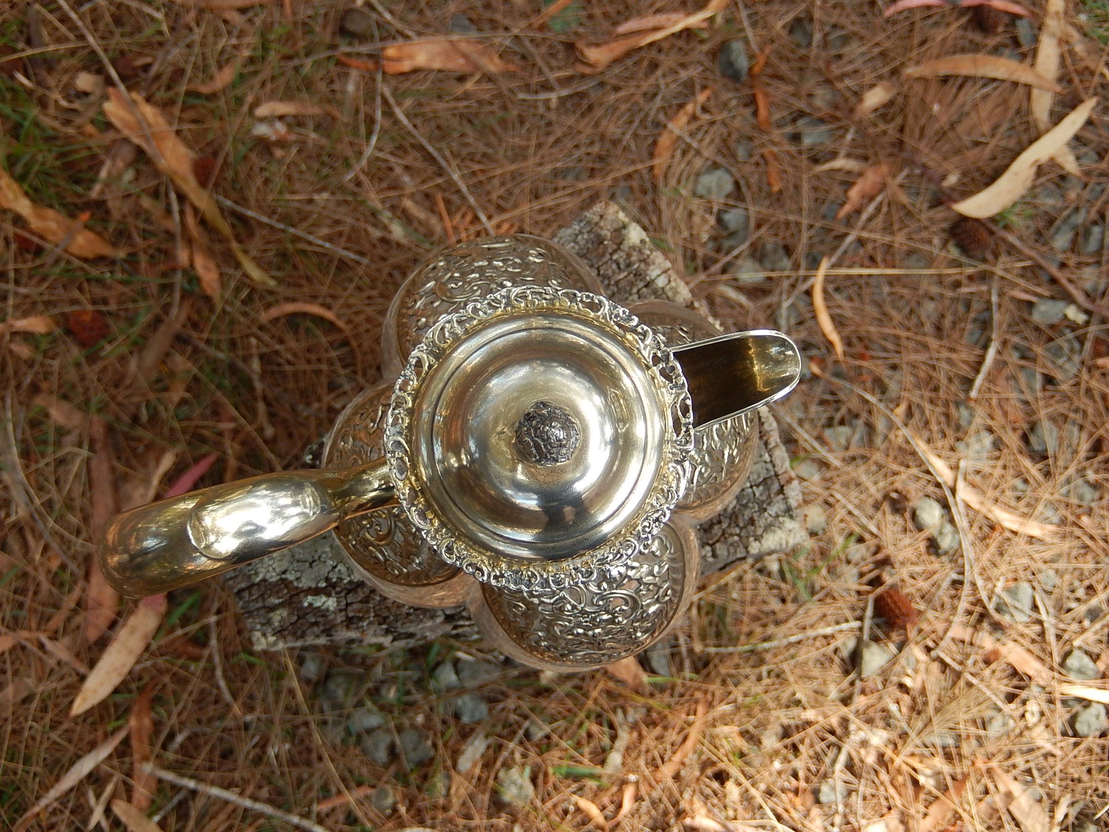 Edwardian Claret Jug - Pressed Glass and Gilded Sterling Silver