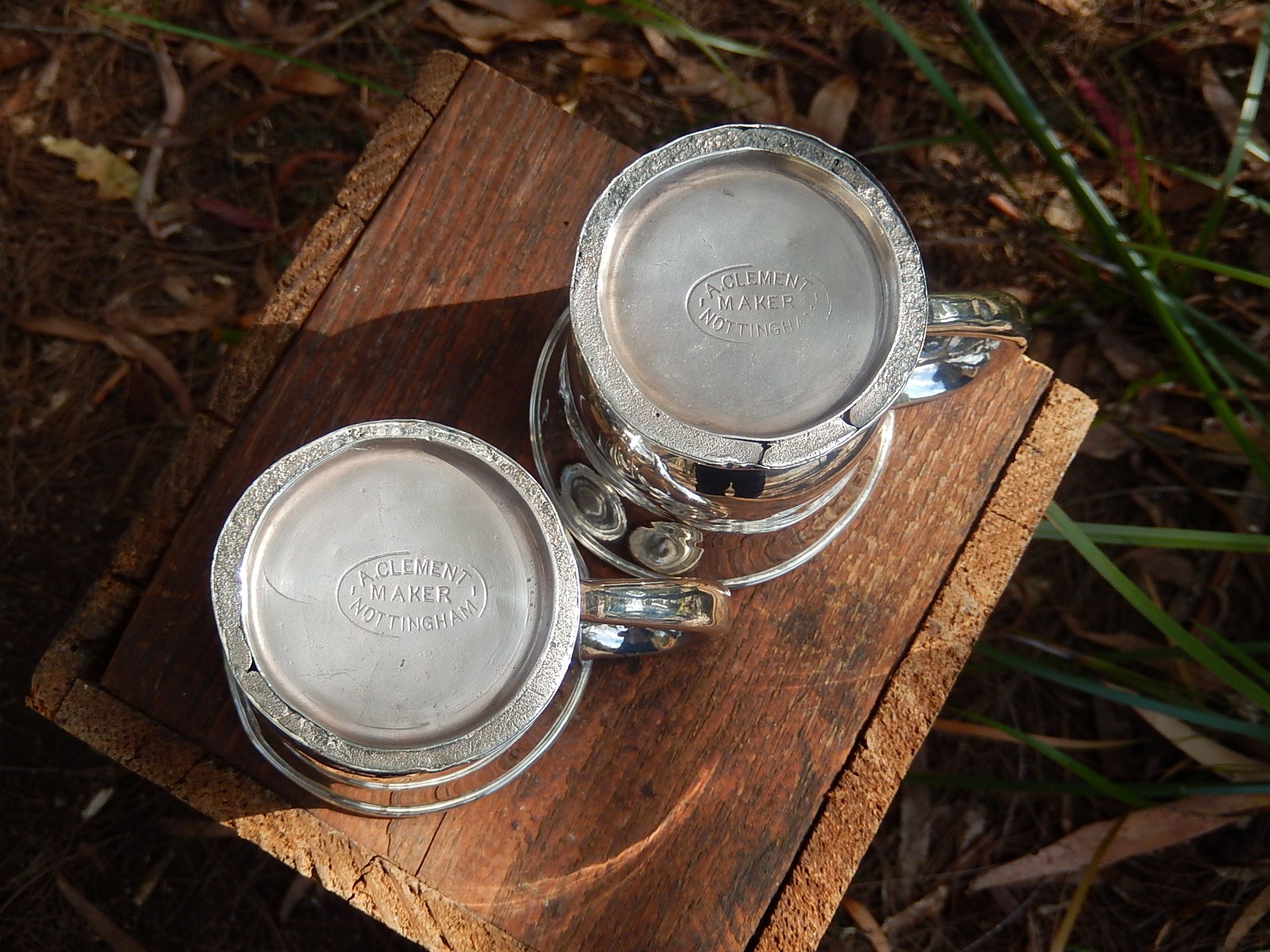 Sheffield Plate Mugs made by A. Clement c.1900